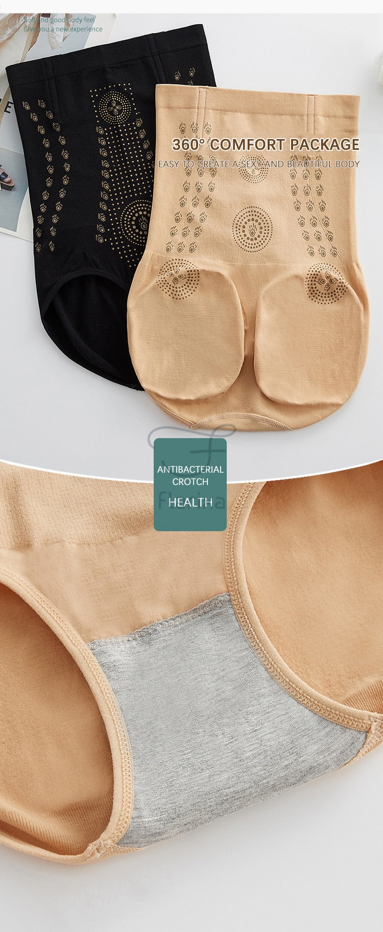 Flarixa Seamless Women's High Waist Belly Control Panties Body Shaping Underwear